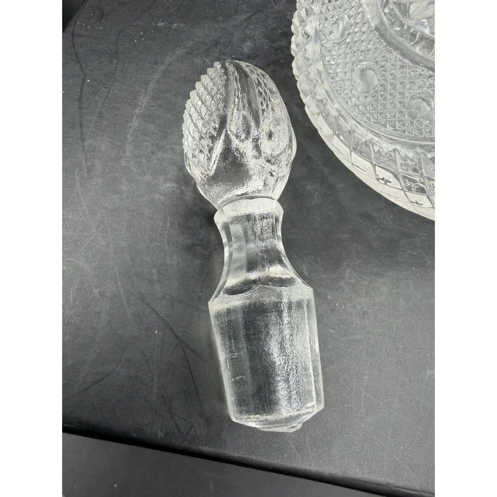 ✨🍾 Vintage Pressed Cut Glass Crystal Cruet – 6